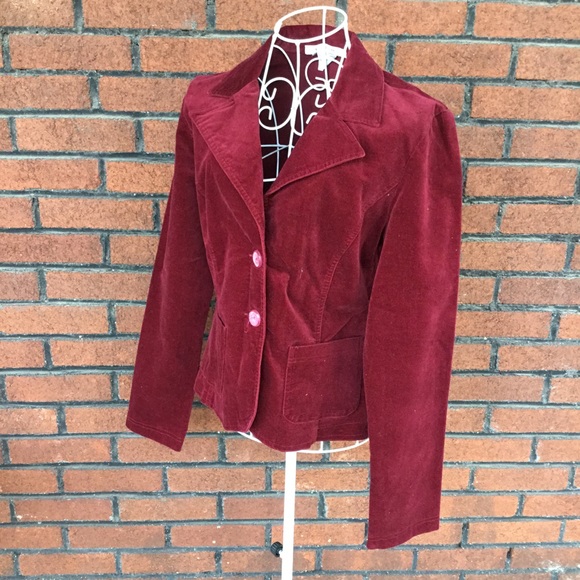 Vintage la belle velvet red maroon blazer - Picture 2 of 7